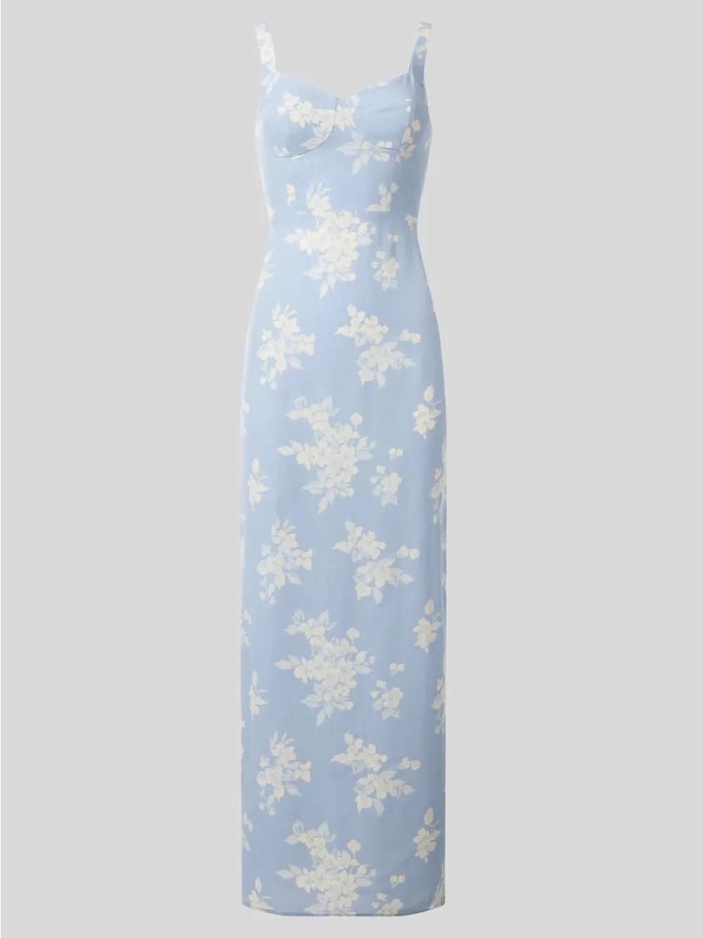 Reformation Reverie Dress Pale Blue Floral Blooms Maxi - Picture 9 of 16